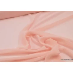 Tissu Mousseline fluide polyester rose poudré