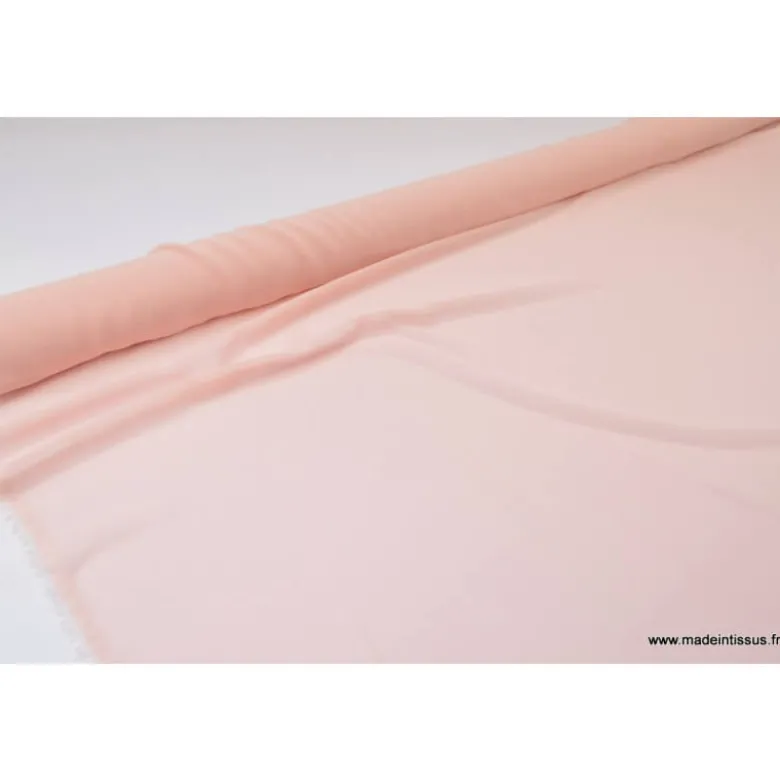 Tissu Mousseline fluide polyester rose poudré