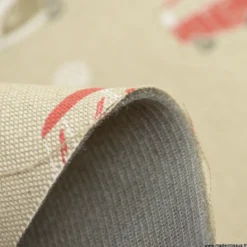 Tissu natté aspect lin motif vans rouge envers mousse- Exclusivité