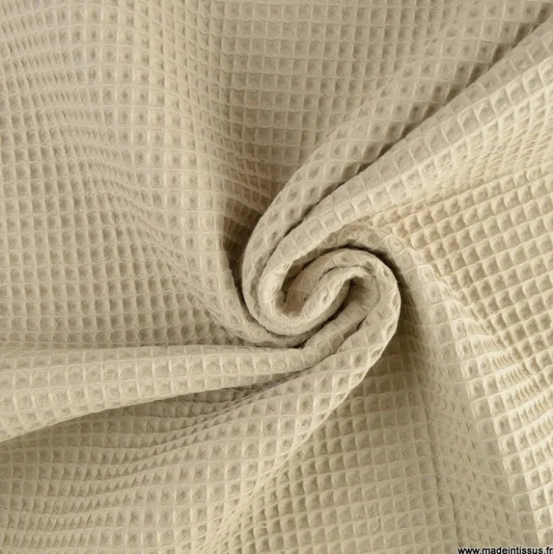 Tissu nid d'abeille Beige clair - OEKO TEX