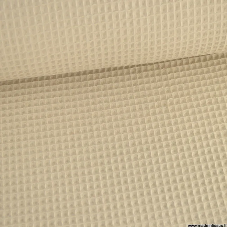 Tissu nid d'abeille Beige clair - OEKO TEX