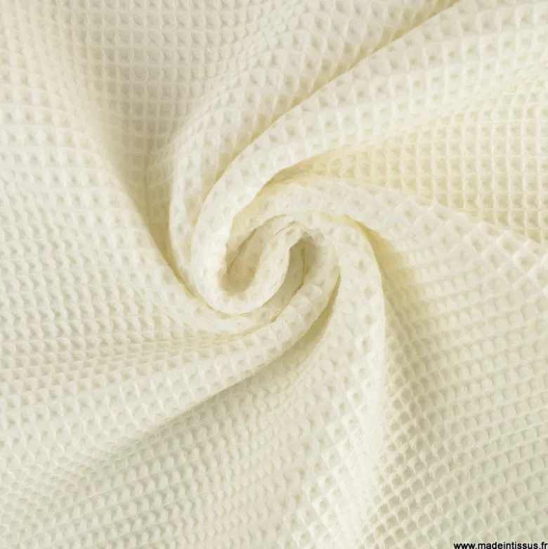 Tissu nid d'abeille Blanc cassé Milk - OEKO TEX