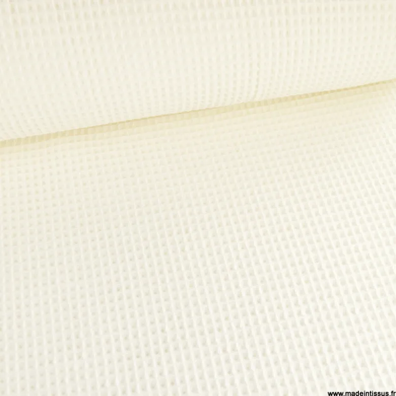Tissu nid d'abeille Blanc cassé Milk - OEKO TEX