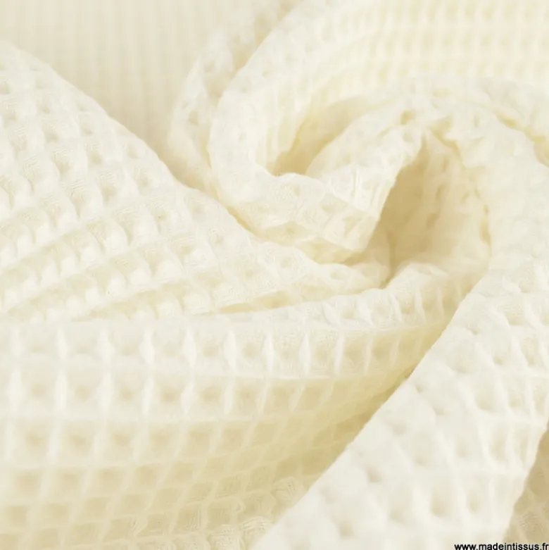 Tissu nid d'abeille Blanc cassé Milk - OEKO TEX