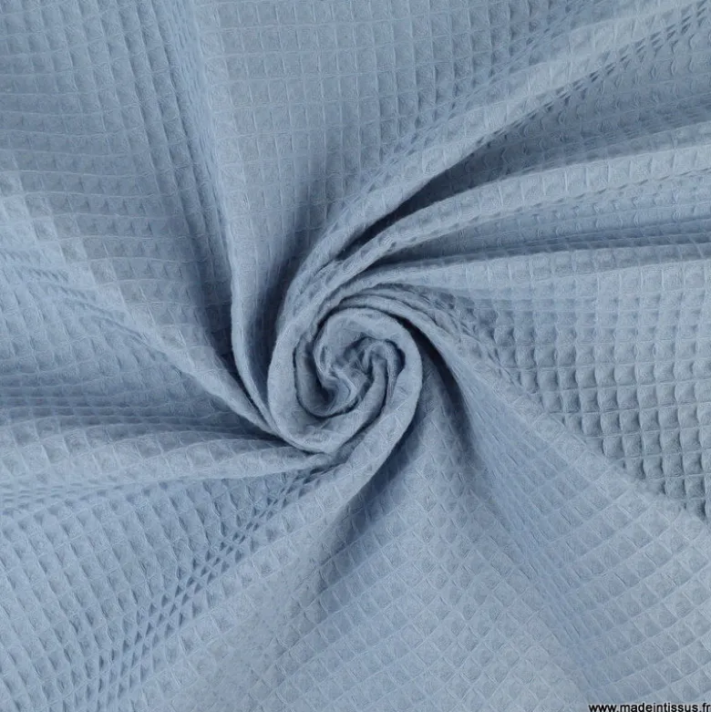 Tissu nid d'abeille bleu Baltique - OEKO TEX