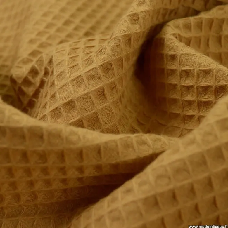 Tissu nid d'abeille Camel - OEKO TEX