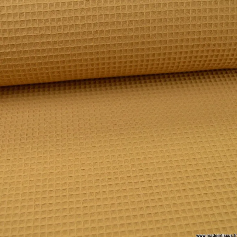 Tissu nid d'abeille Camel - OEKO TEX