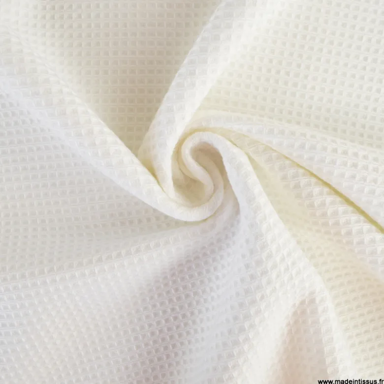 Tissu nid d'abeille et éponge - Blanc