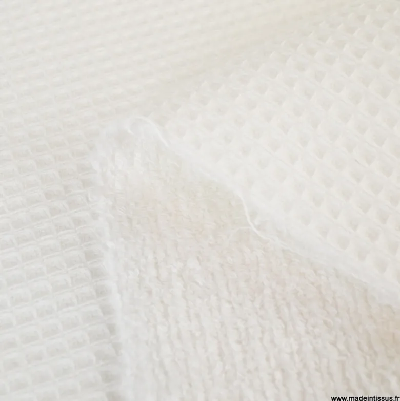 Tissu nid d'abeille et éponge - Blanc
