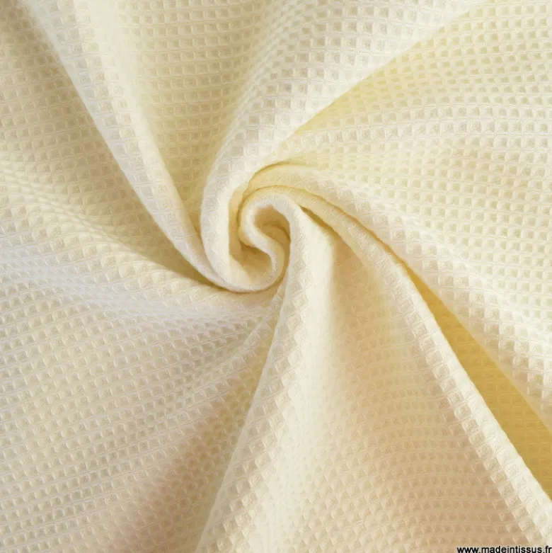 Tissu nid d'abeille et éponge - Ecru