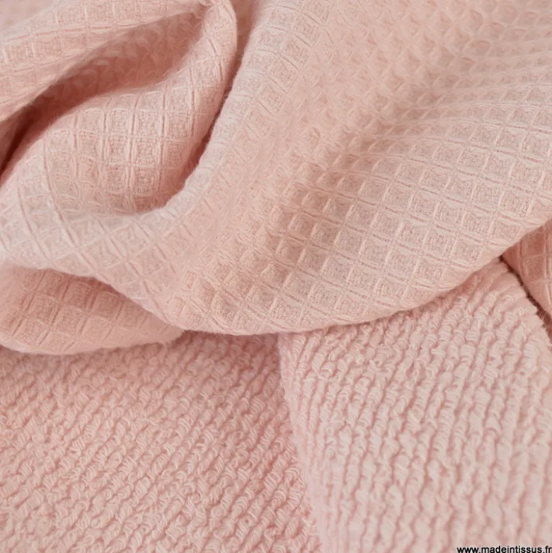 Tissu nid d'abeille et éponge - Rose Blush