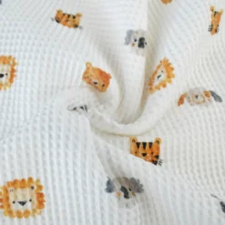Tissu nid d'abeille motif animaux fond blanc - Poppy