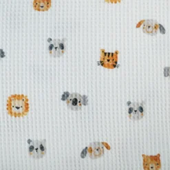 Tissu nid d'abeille motif animaux fond blanc - Poppy