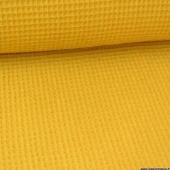 Tissu nid d'abeille Moutarde - OEKO TEX