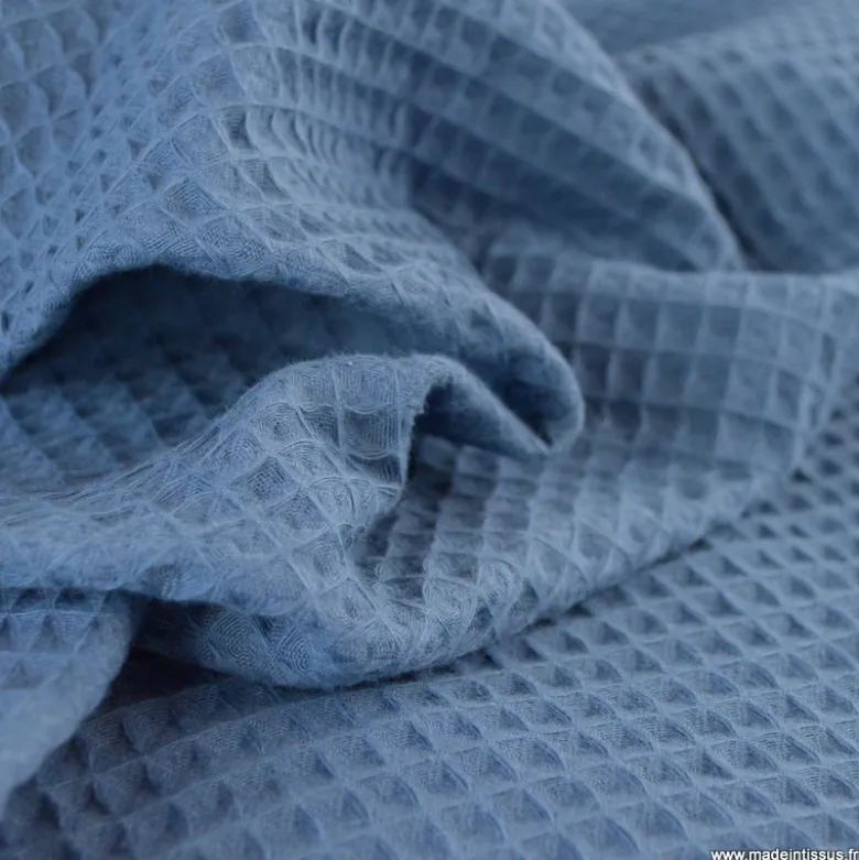 Tissu nid d'abeille Pierre Bleu - OEKO TEX