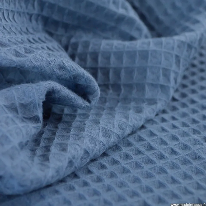 Tissu nid d'abeille Pierre Bleu - OEKO TEX