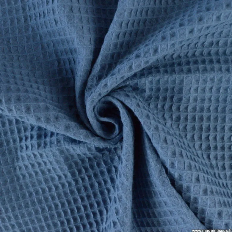 Tissu nid d'abeille Pierre Bleu - OEKO TEX