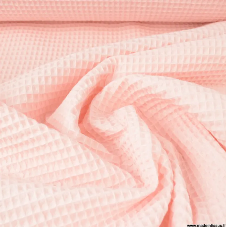 Tissu nid d'abeille Rose Blush- OEKO TEX
