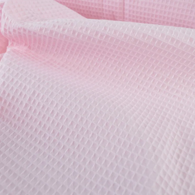 Tissu nid d'abeille rose clair - OEKO TEX
