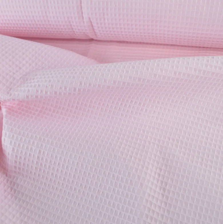 Tissu nid d'abeille rose clair - OEKO TEX