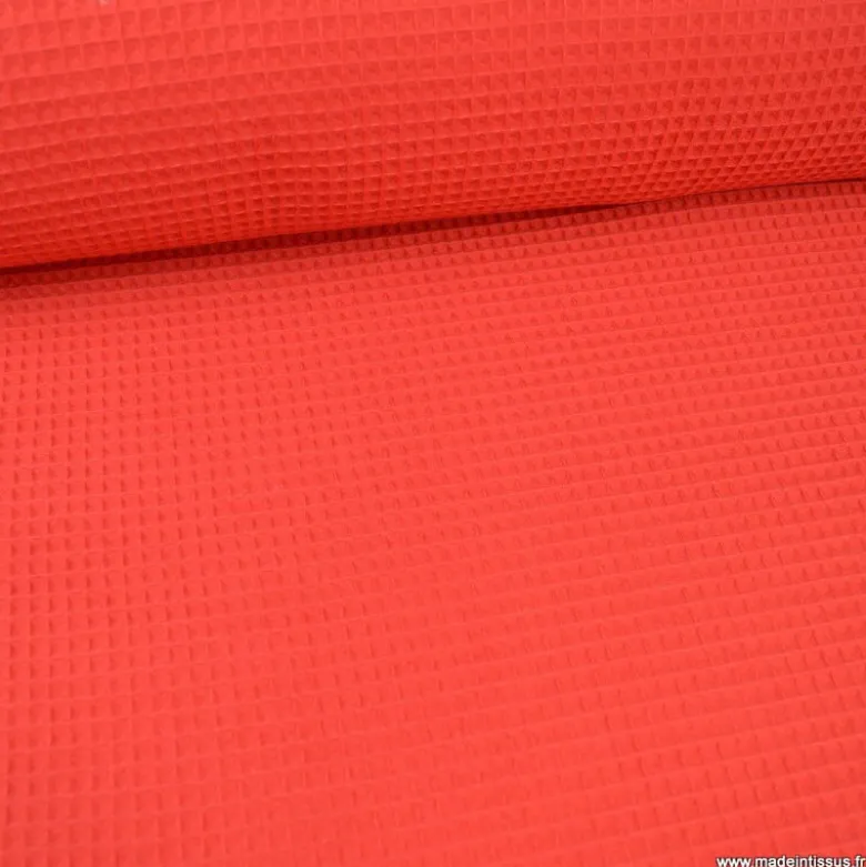 Tissu nid d'abeille Rouge - OEKO TEX