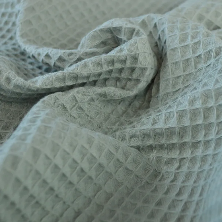 Tissu nid d'abeille Vert de Gris - OEKO TEX