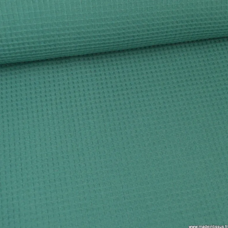Tissu nid d'abeille vert sapin - OEKO TEX