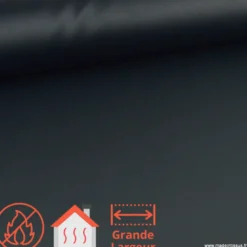 Tissu non feu grande laize, isolant phonique et thermique occultant boreal noir