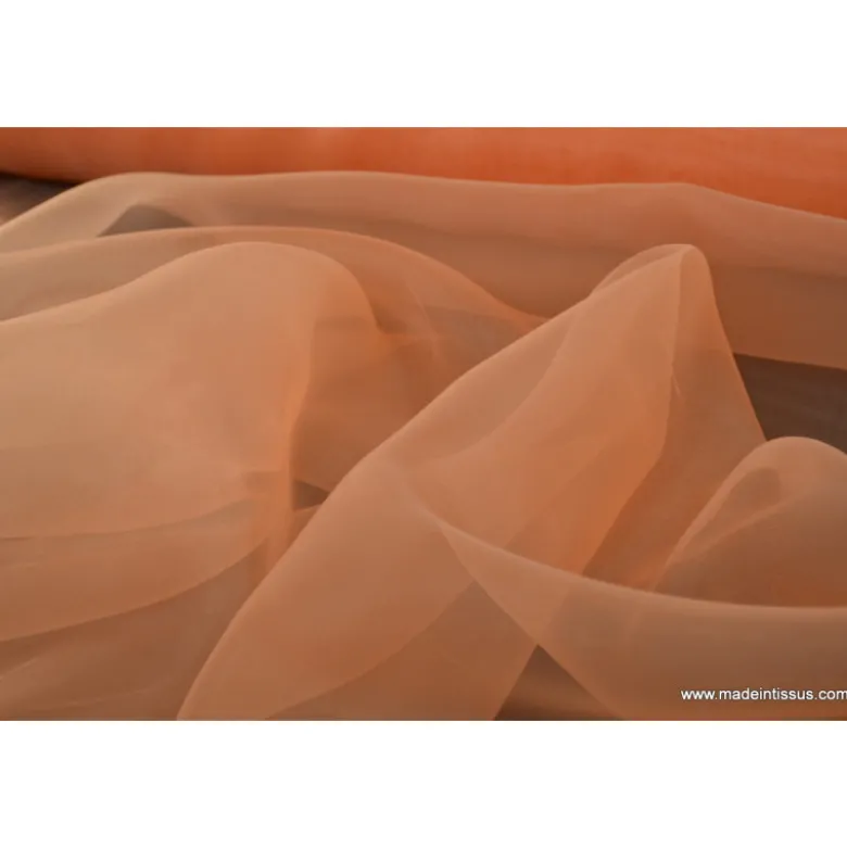 Tissu Organza polyester abricot robe de mariée .