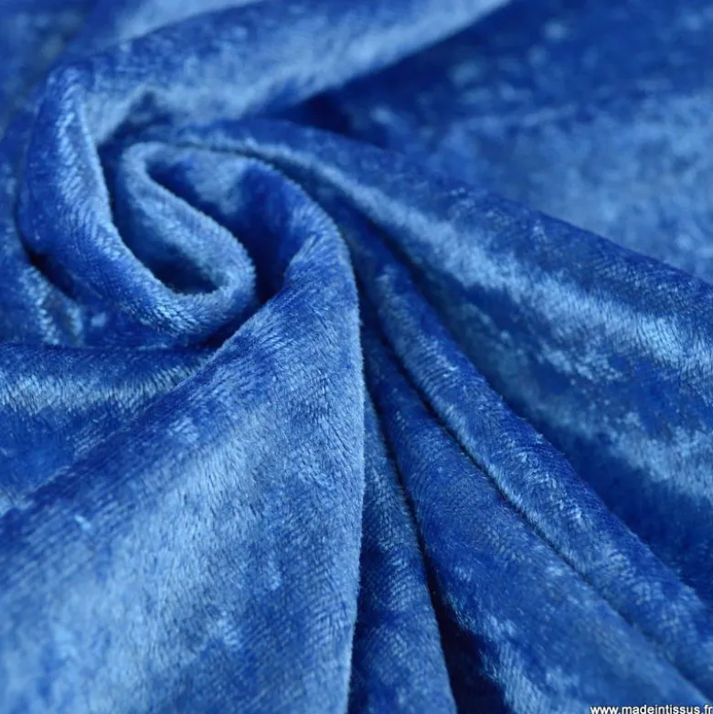 Tissu panne de velours coloris Bleu Royal