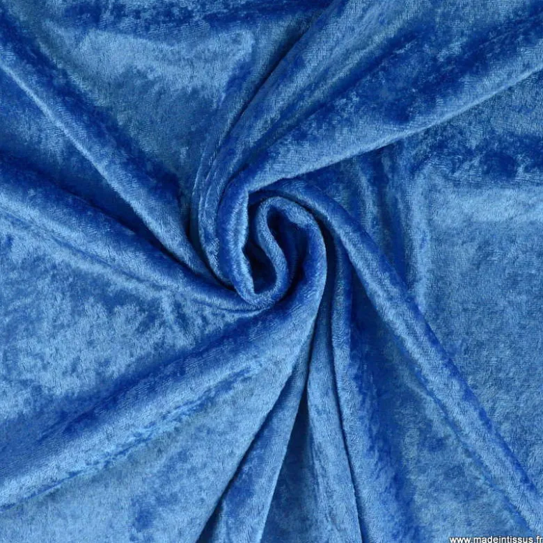 Tissu panne de velours coloris Bleu Royal