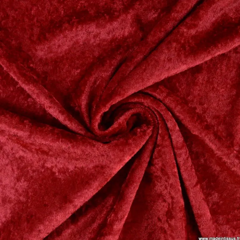 Tissu panne de velours coloris Rouge Hermès