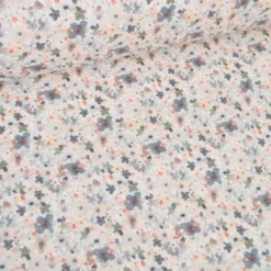 Tissu Piqué de coton motifs fleurs grises et beige - OEKO TEX