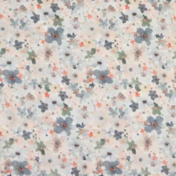 Tissu Piqué de coton motifs fleurs grises et beige - OEKO TEX