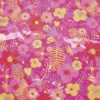 Tissu plastifié imprimé fleurs sur fond fuchsia