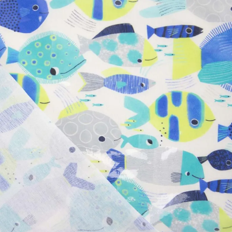 Tissu plastifié imprimé poissons tropicaux
