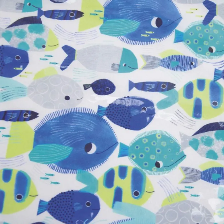 Tissu plastifié imprimé poissons tropicaux
