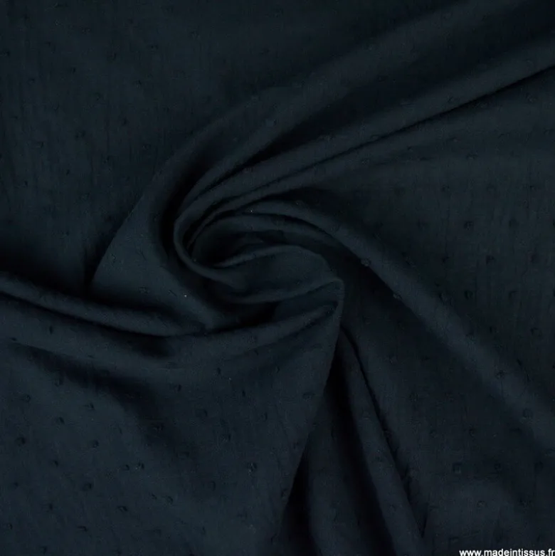 Tissu plumetis voile de coton Noir - OEKO TEX