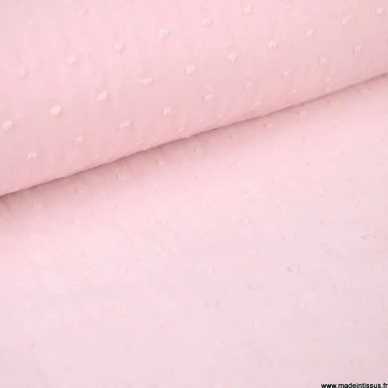 Tissu plumetis voile de coton Rose blush - OEKO TEX