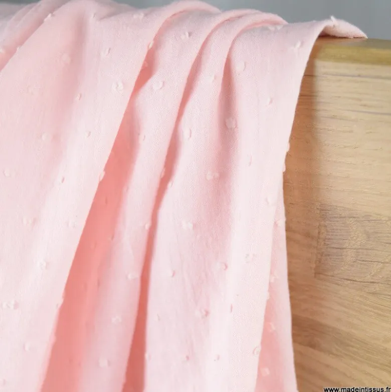 Tissu plumetis voile de coton Rose blush - OEKO TEX