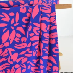 Tissu polyester Stretch motif abstrait fond bleu électrique