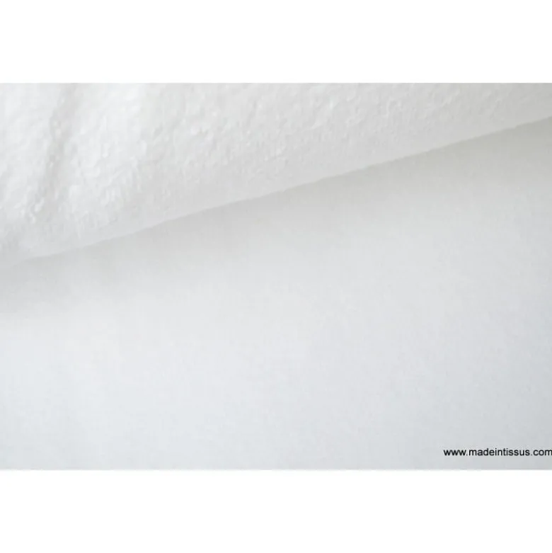 Tissu éponge blanc, 1 face velours - 1 face éponge. Ultra douce - OEKO TEX