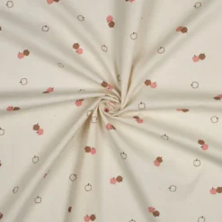 Tissu popeline Bio & OEKO TEX motifs pommes fond naturel - Poppy