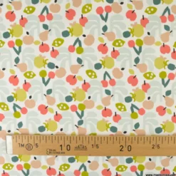 Tissu popeline Cancun motif fruits fond Blanc