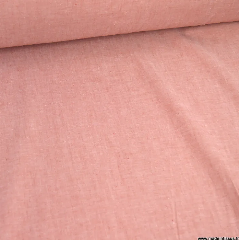 Tissu popeline chambray coloris Terracotta - OEKO TEX