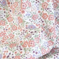 Tissu popeline coton Léontine fleurs parme, menthe et corail - OEKO TEX