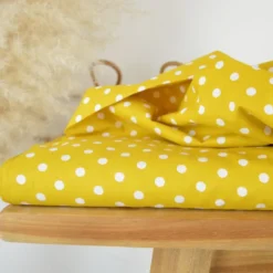 Tissu popeline coton motif Pois blancs fond ocre - OEKO TEX