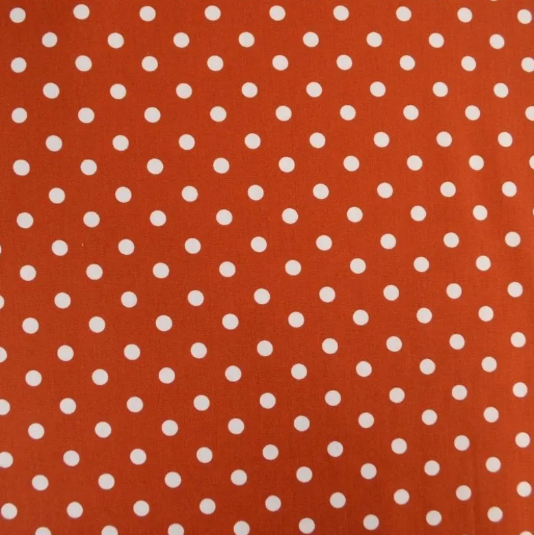 Tissu popeline coton motif Pois blancs fond Terracotta - OEKO TEX