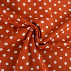 Tissu popeline coton motif Pois blancs fond Terracotta - OEKO TEX