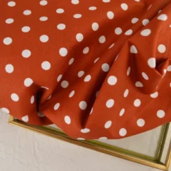 Tissu popeline coton motif Pois blancs fond Terracotta - OEKO TEX